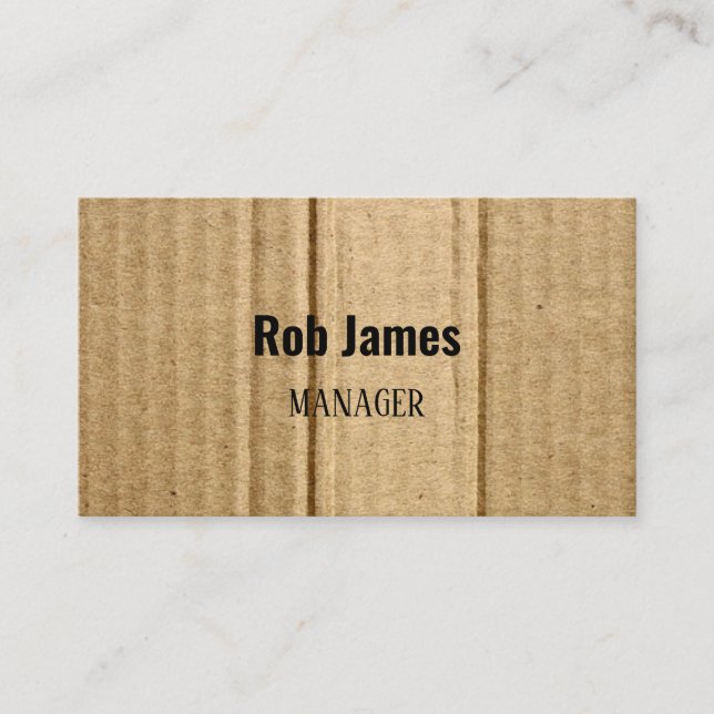Funny brown cardboard business card (Front)