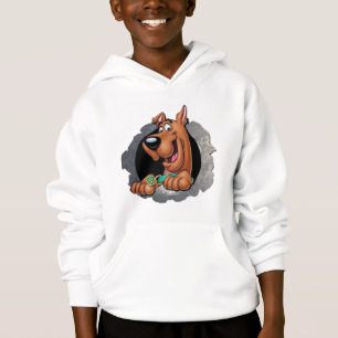 Funny Brown Cartoon Dog Peeking Through Wall Hole Hoodie