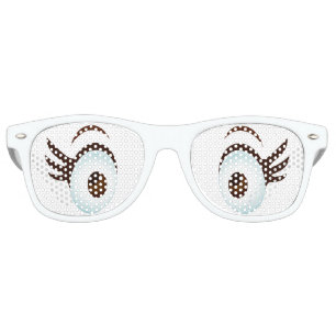Funny Brown Cartoon Eyes with Long Eyelashes Retro Sunglasses