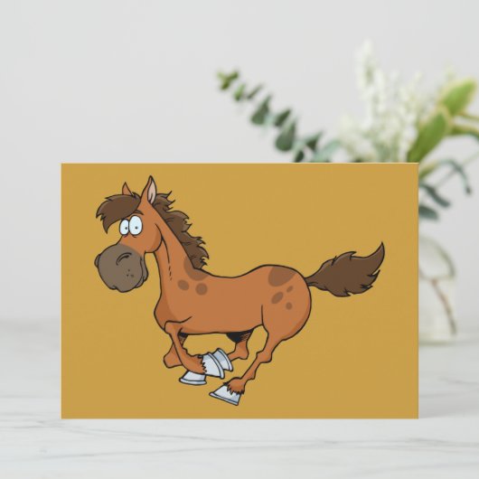 FUNNY BROWN CARTOON HORSE RUNNING GALLOPING (Standing Front)