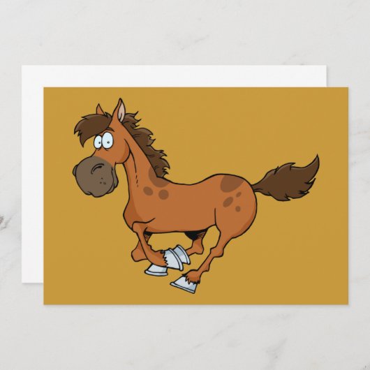 FUNNY BROWN CARTOON HORSE RUNNING GALLOPING (Front/Back)