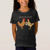 Funny Brown Chicken Easter Egg Hunt Cartoon T-Shirt (Front)