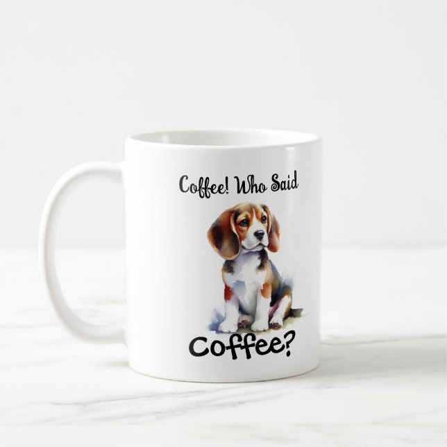 Funny BROWN 'Coffee' Beagle Personalize Coffee Mug (Left)