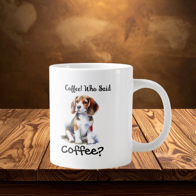 Funny BROWN 'Coffee' Beagle Personalize Giant Coffee Mug (Creator Uploaded)