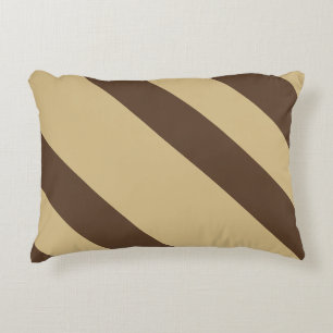 Funny Brown Diagonal Stripes Round Pillow