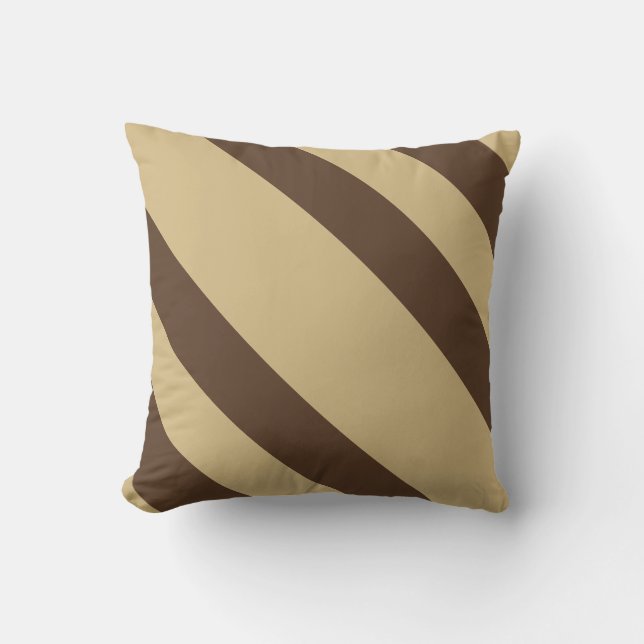 Funny Brown Diagonal Stripes Throw Pillow (Front)