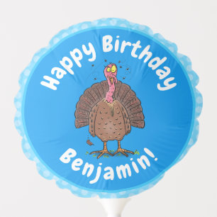 Funny brown farmyard turkey with flies cartoon balloon