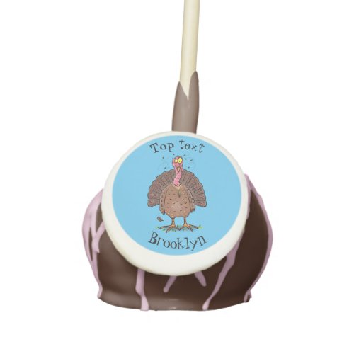 Funny brown farmyard turkey with flies cartoon cake pops