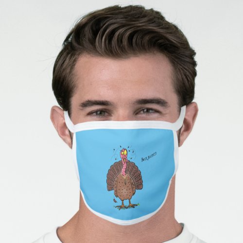 Funny brown farmyard turkey with flies cartoon face mask