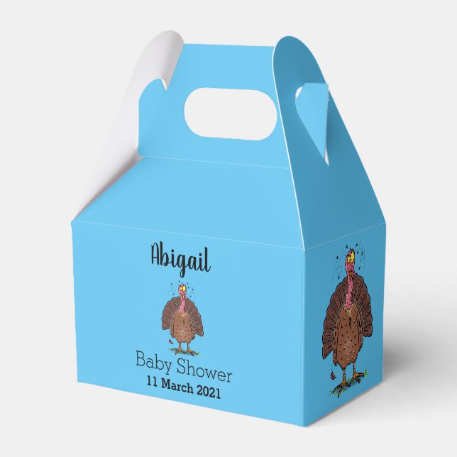 Funny brown farmyard turkey with flies cartoon favor boxes (Front Side)