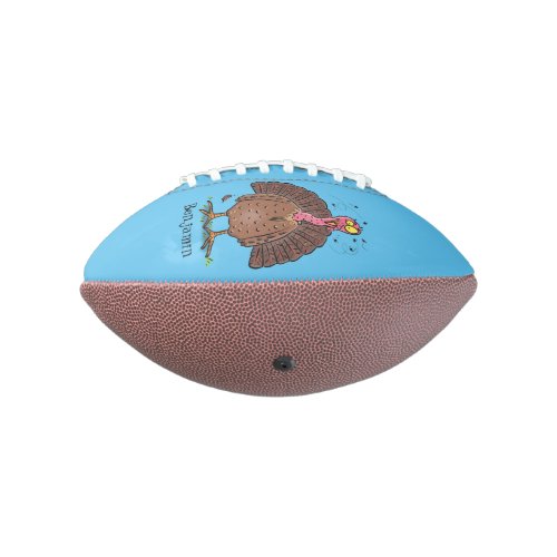 Funny brown farmyard turkey with flies cartoon football