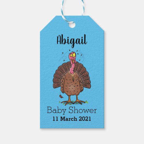 Funny brown farmyard turkey with flies cartoon gift tags