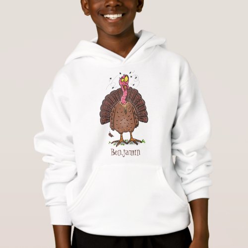 Funny brown farmyard turkey with flies cartoon hoodie