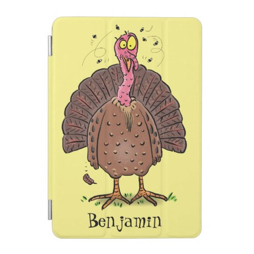 Funny brown farmyard turkey with flies cartoon iPad mini cover