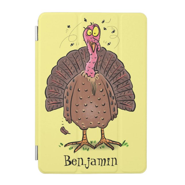 Funny brown farmyard turkey with flies cartoon iPad mini cover (Front)