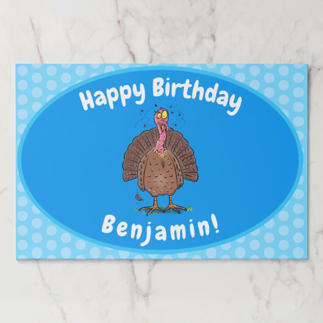 Funny brown farmyard turkey with flies cartoon paper pad (Front)