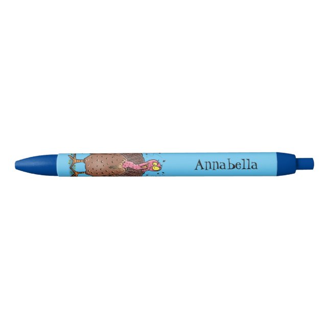 Funny brown farmyard turkey with flies cartoon pen (Front)