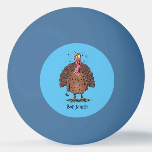 Funny brown farmyard turkey with flies cartoon ping pong ball