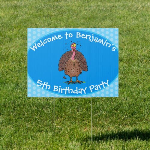 Funny brown farmyard turkey with flies cartoon sign