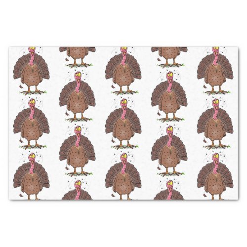 Funny brown farmyard turkey with flies cartoon tissue paper