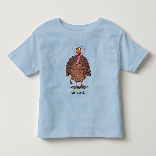 Funny brown farmyard turkey with flies cartoon toddler t-shirt (Front)