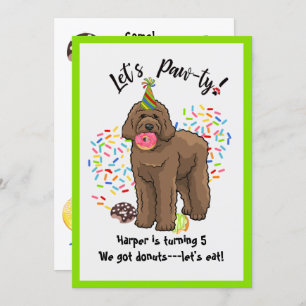 Funny Brown Labradoodle Birthday Party Invitation