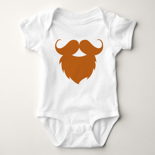 Funny Brown Mustache Baby Bodysuit (Front)