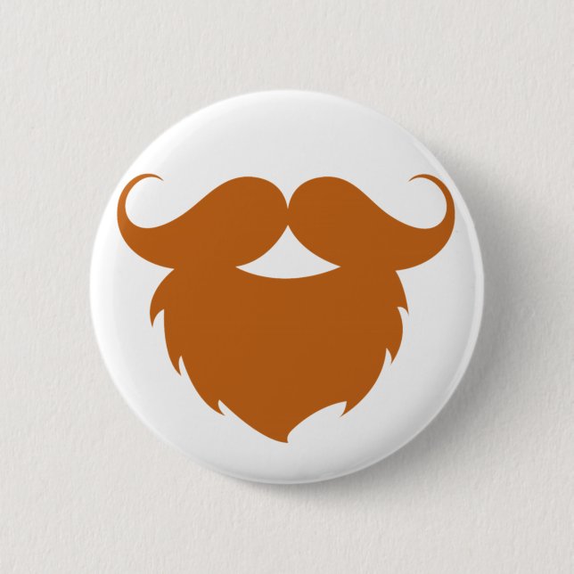 Funny Brown Mustache Button (Front)
