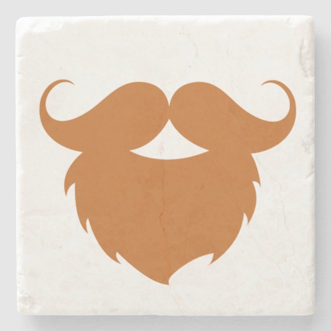 Funny Brown Mustache Stone Coaster (Front)