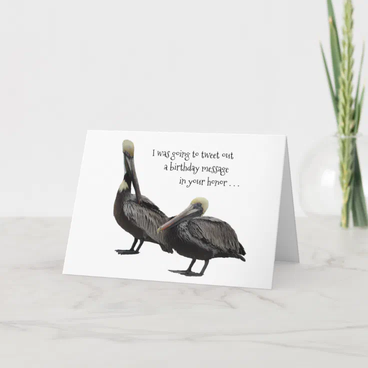 Funny Brown Pelican Humor Birthday Greeting Card | Zazzle