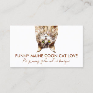 Funny Brown Pet Sitter Maine Coon Cat Business Card