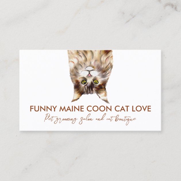 Funny Brown Pet Sitter Maine Coon Cat Business Card