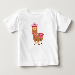 Funny Brown Pink Valentine's Day Llamas T-Shirt