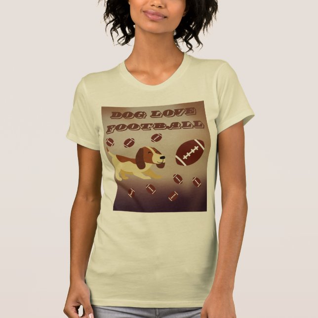 Funny Brown Puppy Playing Football Women    T-Shirt (Front)
