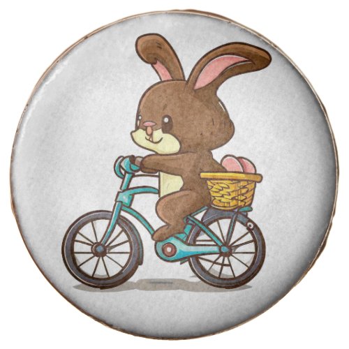Funny Brown Rabbit Riding Bicycle cartoon Chocolate Covered Oreo