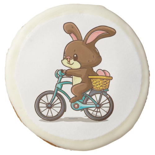 Funny Brown Rabbit Riding Bicycle cartoon Sugar Cookie