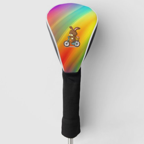 Funny Brown Rabbit Riding Bicycle Golf Head Cover
