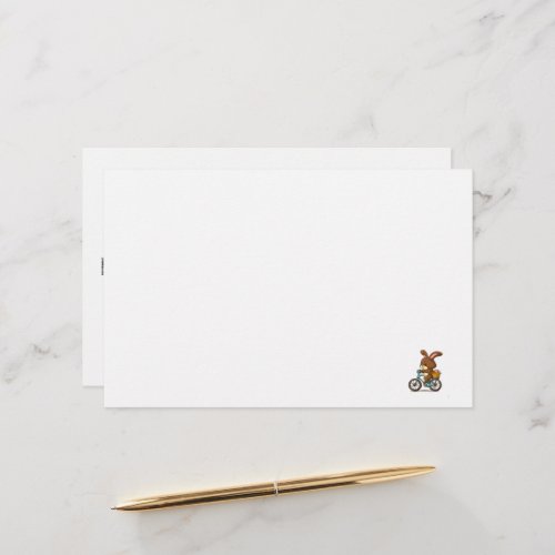 Funny Brown Rabbit Riding Bicycle Stationery