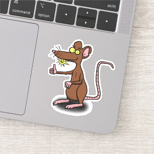 Funny brown rat cartoon illustration sticker