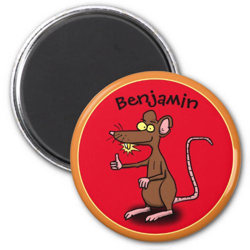 Funny brown rat thumbs up cartoon magnet