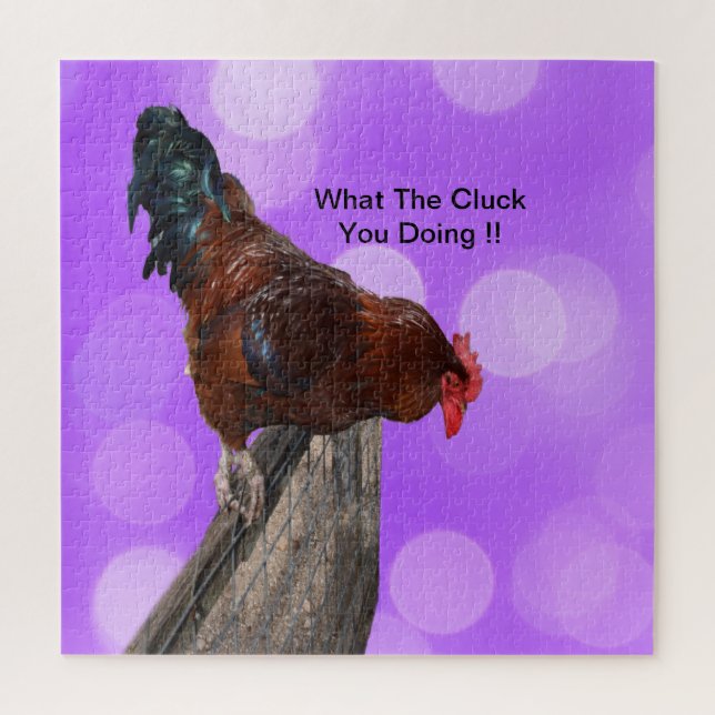 Funny Brown Rooster On A Fence Jigsaw Puzzle (Vertical)