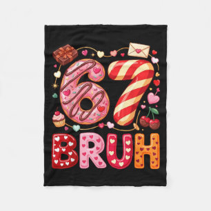 Funny Bruh 67 Six Seven Meme Valentine's Day Boys Fleece Blanket