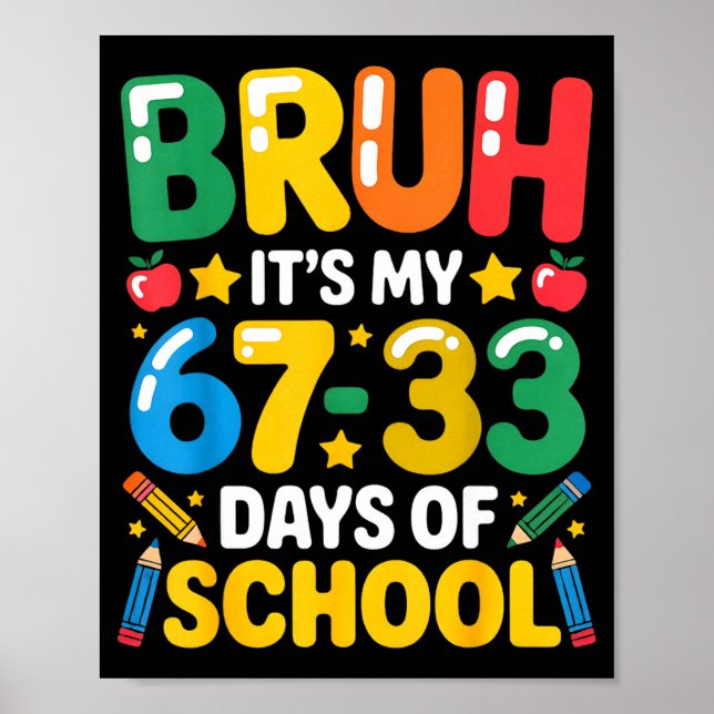 Funny Bruh It's My 67 33 Days Of School Math Six S Poster (Front)