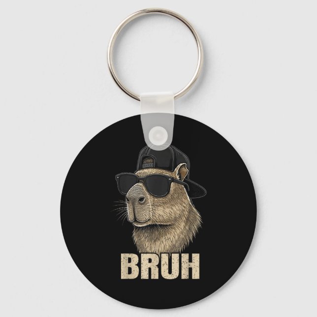 Funny Bruh Meme Capybara Lover Cool Sungles For Me Keychain (Front)