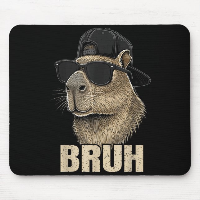 Funny Bruh Meme Capybara Lover Cool Sungles For Me Mouse Pad (Front)