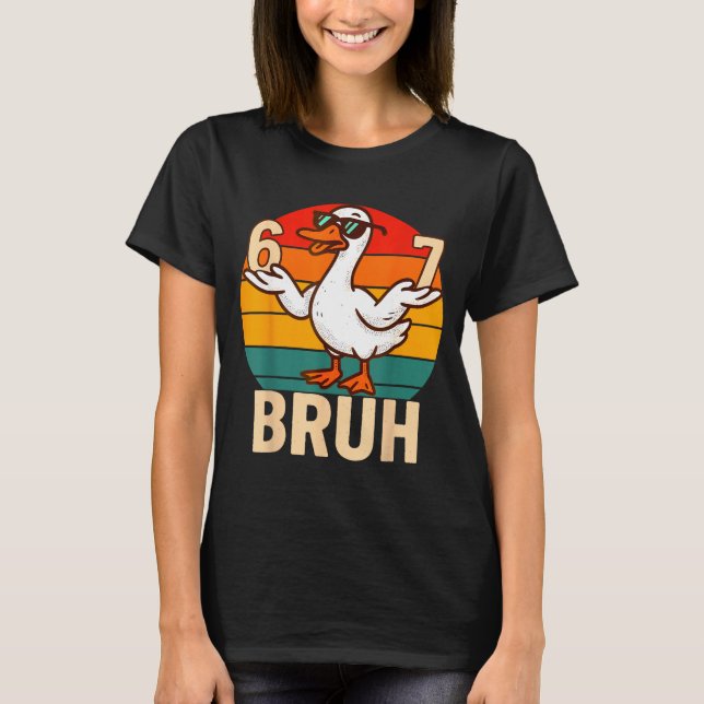 Funny Bruh Retro Duck 6 7 Meme Kids Teen Boys  T-Shirt (Front)
