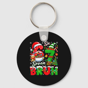Funny Bruh Six Seven 6 7 Meme Christmas 67 Boy Gir Keychain