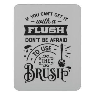 funny brush flush bathroom word art door sign