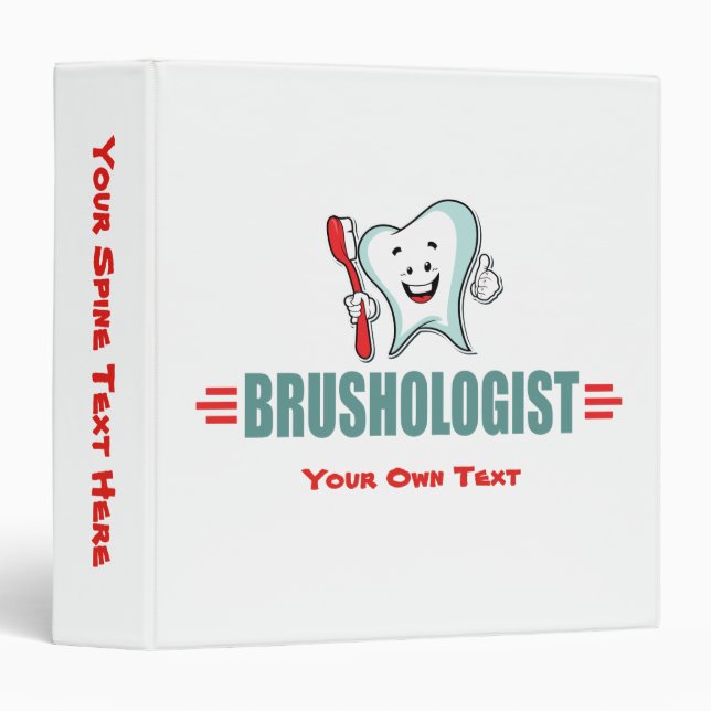 Funny Brushing Teeth 3 Ring Binder (Front/Spine)
