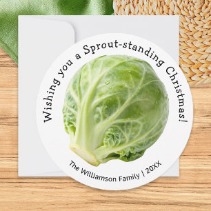 Funny Brussels 'Sprout-standing' Christmas Humor Holiday Card